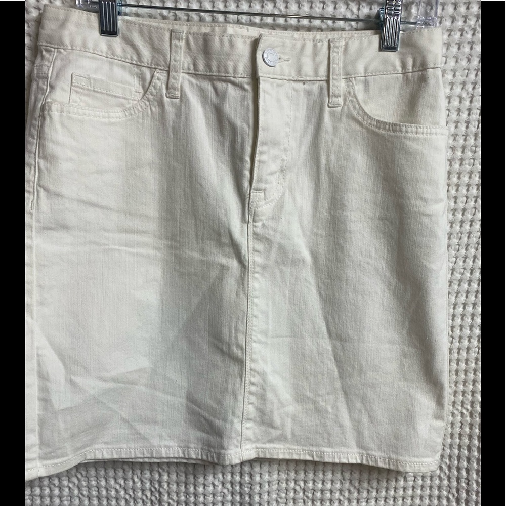 Tommy Hilfiger White Denim Mini Skirt Women size 6 Zip Up Stretch Pencil